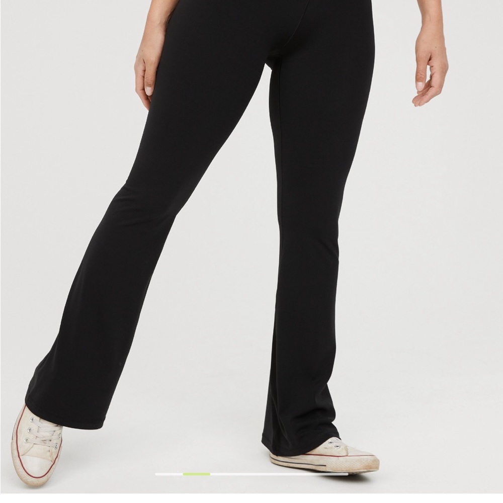 Aerie Offline Black Crossover waist Flare Pants
